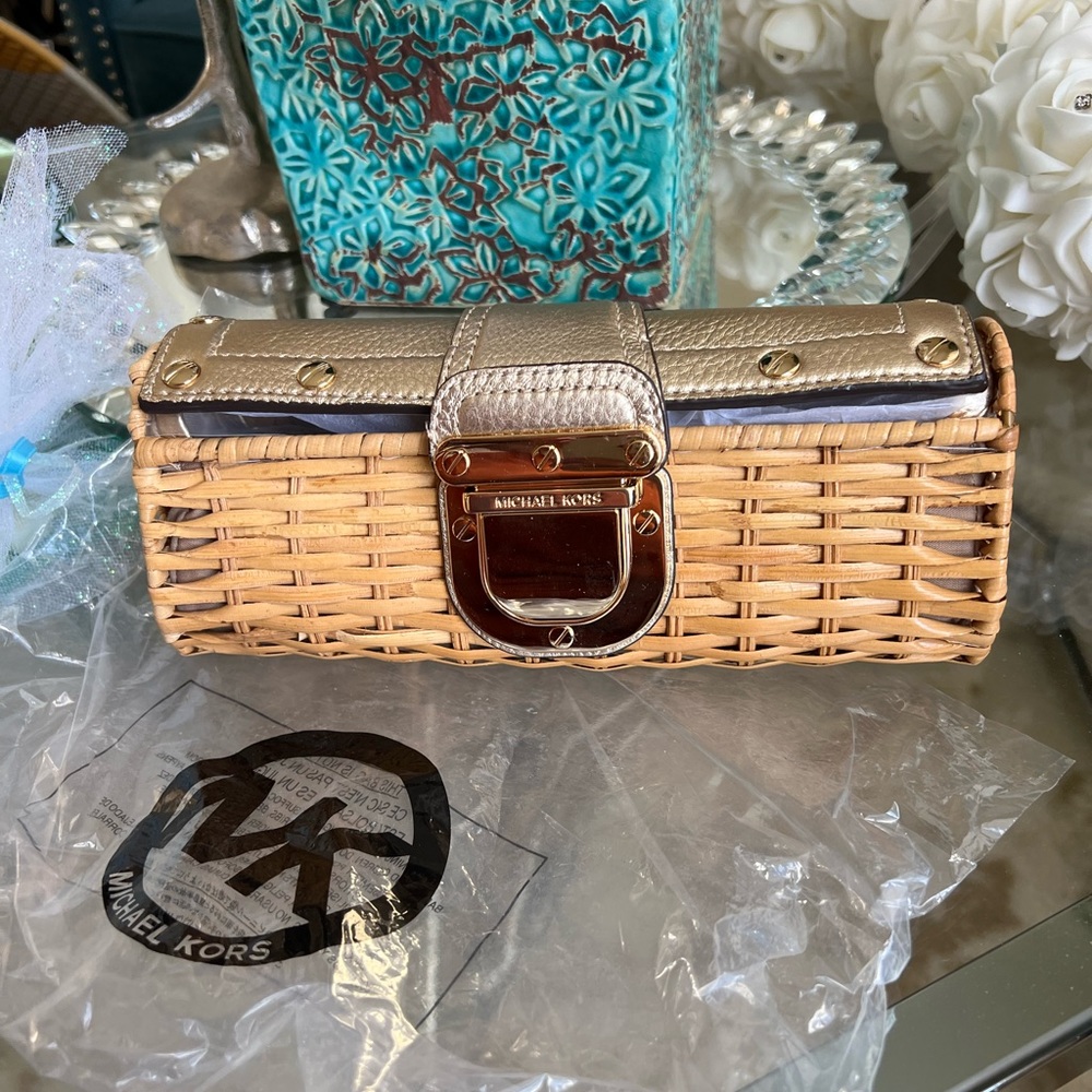 Michael kors natural rattan clutch brand new